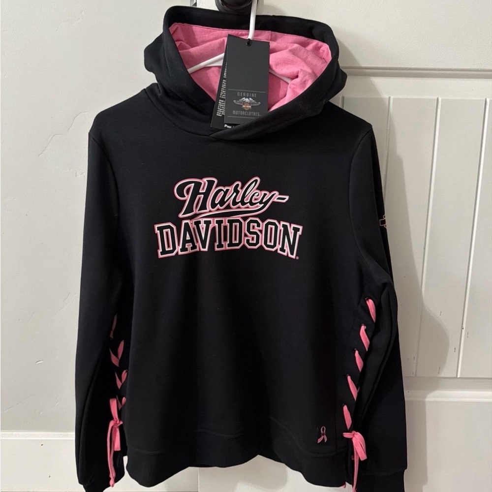 Harley-Davidson Black Hoodie with Pink Details